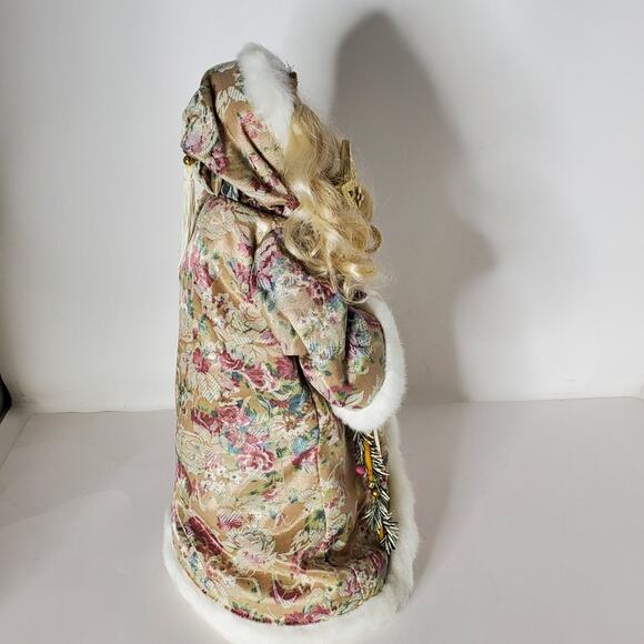 Old World Santa with pink paisley coat 17" tall Christmas tree topper Excellent - Picture 7 of 11